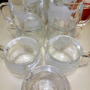 Vintage 70s Nestle Nescafé Coffee Set 9 Cups Cream and Sugar w/Lid Glass Globe